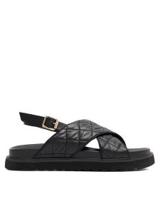 DeeZee Sandały Donna H86009-9 Czarny. Czarne sandały DeeZee, bez wzorów, ze skóry, bez obcasa, na płaskiej podeszwie, bez zapięcia. Za 119,99 zł.