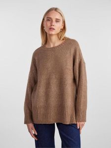 Pieces Sweter w kolorze jasnobrązowym rozmiar: XS. Brązowe swetry oversize Pieces, xs, bez wzorów, bez ramiączek. Za 70,24 zł.