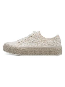 Tamaris Sneakersy w kolorze kremowym rozmiar: 40. Brązowe trampki Tamaris, bez wzorów, z koronki, bez zapięcia. Za 105,63 zł.