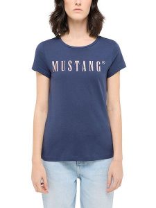 Mustang Koszulka w kolorze granatowym rozmiar: S. Niebieskie bluzki Mustang, s, bez wzorów, z bawełny, bez kołnierzyka, bez ramiączek. Za 65,85 zł.