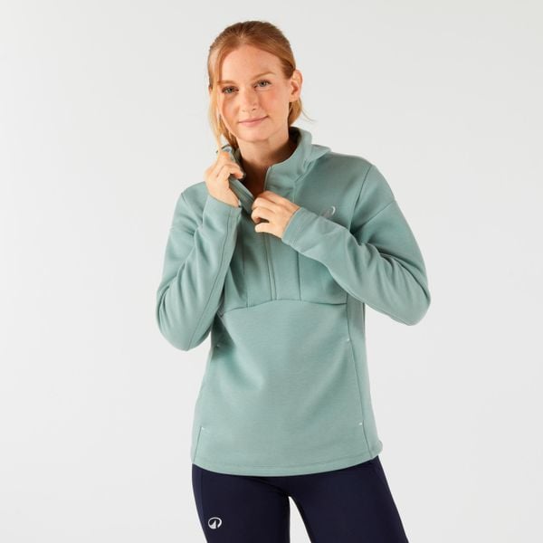 Bluza tenisowa damska z kapturem, na suwak. Zielone bluzy KUIKMA, xs, bez wzorów, z elastanu, z kapturem. Za 129,99 zł.