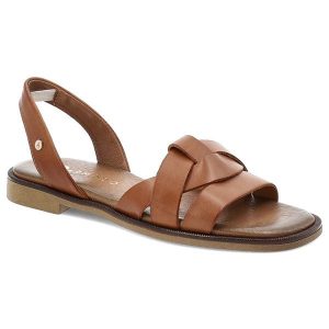 Sandały damskie Armodo, cholewka ze skóry naturalnej z krzyżującymi się paskami odkryty fason, brązowe, 40537. Brązowe sandały Armodo, bez wzorów, ze skóry, bez obcasa, bez zapięcia. Za 299,00 zł.