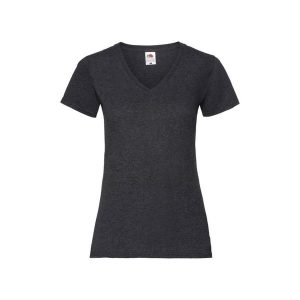 Koszulka Damska Valueweight Heather Z Dekoltem V. Szare bluzki FRUIT OF THE LOOM, m, bez wzorów, sportowe, bez kołnierzyka, bez ramiączek. Za 37,99 zł.