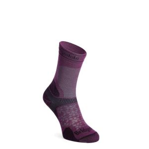 Skarpety biegowe damskie Bridgedale Trail Run Ultralight Zero Merino Sport Boot. Fioletowe skarpetki Bridgedale, bez wzorów. Za 93,49 zł.