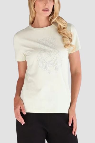 GUESS Biały damski t-shirt na krótki rękaw z cyrkoniami Romy, Rozmiar S. Białe t-shirty Guess, s, z aplikacjami, bez kołnierzyka, bez ramiączek. Za 239,99 zł.