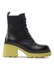 DeeZee Botki ZAL90112-1A Czarny. Czarne botki DeeZee, bez wzorów, ze skóry, bez obcasa, na słupku, bez zapięcia. Za 239,99 zł.