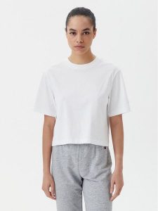 Champion T-Shirt 117874 Biały Regular Fit. Białe t-shirty Champion, xs, bez wzorów, z bawełny, bez kołnierzyka, bez ramiączek. Za 129,99 zł.