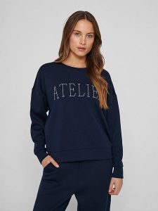 Vila Bluza "Atelier" w kolorze granatowym rozmiar: M. Niebieskie bluzy Vila, m, bez wzorów, bez kaptura. Za 79,03 zł.