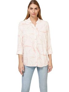 Heine Bluzka w kolorze kremowo-jasnoróżowym rozmiar: 46. Brązowe bluzki Heine, bez wzorów, z wiskozy, bez kołnierzyka, bez ramiączek. Za 78,99 zł.