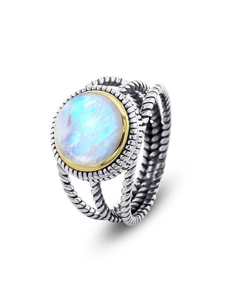 Nomad Pozłacany pierścionek z kamieniem księżycowym rozmiar: 60. Niebieskie pierścionki Nomad, z kamieniem księżycowym, pozłacane. Za 331,46 zł.