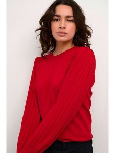Kaffe Sweter w kolorze czerwonym rozmiar: XL. Czerwone swetry oversize Kaffe, xl, bez wzorów, ze splotem, bez ramiączek. Za 118,56 zł.