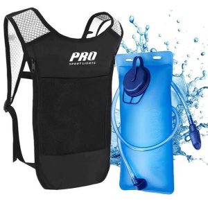 Plecak z systemem nawadniającym do biegania, pojemność 2 litry. Czarne plecaki PRO SPORT LIGHTS. Za 149,00 zł.
