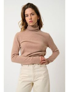 AUTHENTIC CASHMERE Kaszmirowy golf "Bise" w kolorze beżowym rozmiar: M. Brązowe golfy AUTHENTIC CASHMERE, m, bez wzorów, z kaszmiru, bez ramiączek. Za 436,14 zł.