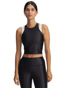 Under Armour Top funkcyjny w kolorze czarnym rozmiar: M. Czarne topy Under Armour, m, bez wzorów, z materiału, bez kołnierzyka, bez ramiączek. Za 93,07 zł.