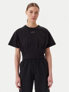 Alpha Industries T-Shirt Waisted 148070 Czarny Regular Fit. Czarne t-shirty Alpha Industries, l, bez wzorów, z bawełny, bez kołnierzyka, bez ramiączek. Za 139,99 zł.
