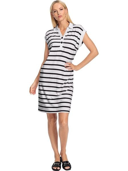 Heine Sukienka w kolorze biało-czarnym rozmiar: 36. Białe sukienki Heine, na co dzień, bez wzorów, bez kołnierzyka, bez ramiączek, mini, proste. Za 48,28 zł.