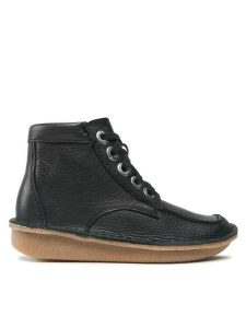 Clarks Trzewiki Funny Cedar 261738844 Czarny. Czarne botki Clarks, bez wzorów, ze skóry, bez obcasa, na płaskiej podeszwie, bez zapięcia. Za 499,99 zł.
