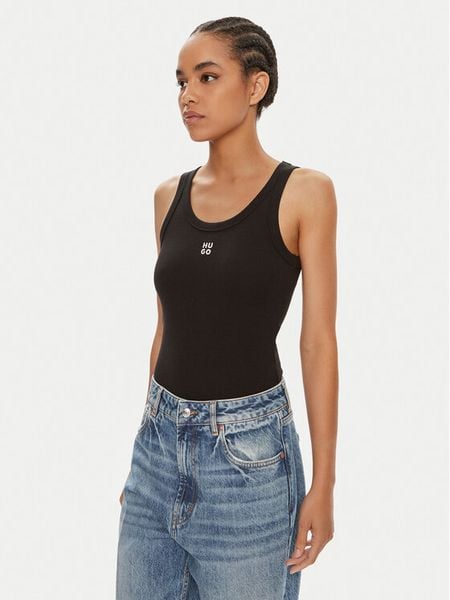 Hugo Top Datamia 50514489 Czarny Slim Fit. Czarne topy Hugo, xxl, bez wzorów, z bawełny, bez kołnierzyka, bez ramiączek. Za 199,00 zł.