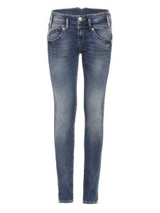 Herrlicher Dżinsy - Slim fit - w kolorze granatowym rozmiar: W24. Niebieskie jeansy Herrlicher, z aplikacjami, ze skóry. Za 83,42 zł.