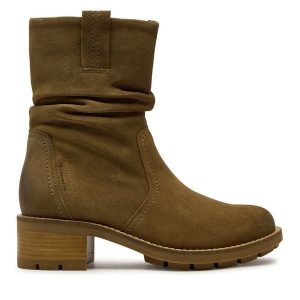Botki Tamaris. Brązowe botki Tamaris, bez wzorów, bez obcasa, na słupku, bez zapięcia. Za 439,99 zł.