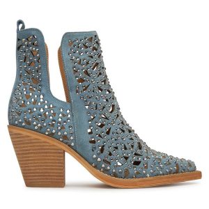 Botki Alma En Pena. Niebieskie botki Alma en Pena, bez wzorów, bez obcasa, na słupku, bez zapięcia. Za 589,99 zł.