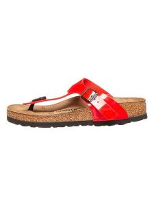 Birkenstock Japonki "Gizeh" w kolorze czerwonym rozmiar: 40. Czerwone klapki Birkenstock, bez wzorów, z otwartym noskiem, bez obcasa. Za 235,50 zł.