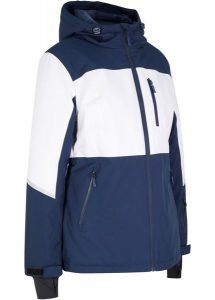 Kurtka narciarska nieprzemakalna, z kapturem. Niebieskie kurtki bonprix, na zimę, s, bez wzorów, z kapturem. Za 399,99 zł.