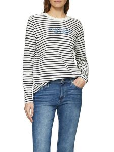 S.Oliver Koszulka w kolorze biało-granatowym rozmiar: 36. Białe bluzki s.Oliver, s, bez wzorów, z bawełny, bez kołnierzyka, bez ramiączek. Za 78,99 zł.