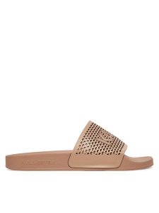 KARL LAGERFELD Klapki Kondo 2.0 KL80915 Beżowy. Brązowe klapki KARL LAGERFELD, bez wzorów, ze skóry, bez obcasa. Za 299,99 zł.