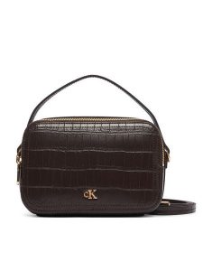 Calvin Klein Torebka Ck Croc Camera Bag LV04F3905G Brązowy ciemny. Brązowe torebki klasyczne Calvin Klein, bez wzorów, ze skóry, bez dodatków. Za 449,99 zł.