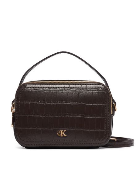 Calvin Klein Torebka Ck Croc Camera Bag LV04F3905G Brązowy ciemny. Brązowe torebki klasyczne Calvin Klein, bez wzorów, ze skóry, bez dodatków. Za 449,99 zł.