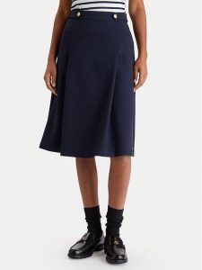 Tommy Hilfiger Spódnica trapezowa WW0WW48263 Granatowy Regular Fit. Niebieskie spódnice TOMMY HILFIGER, bez wzorów, z syntetyku. Za 479,99 zł.