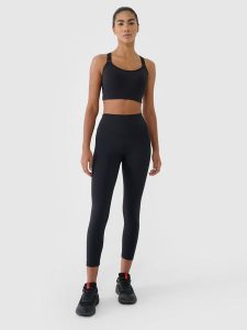 4F Legginsy treningowe 7/8 z wysokim stanem damskie - czarne L. Czarne legginsy 4f, bez wzorów, z dzianiny, z podwyższonym stanem. Za 119,99 zł.