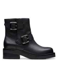 Clarks Skórzane botki "Rebelle" w kolorze czarnym rozmiar: 37. Czarne botki Clarks, bez wzorów, bez obcasa, bez zapięcia. Za 325,03 zł.
