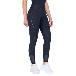 Damskie legginsy jeździeckie z pełną przyczepnością ELT Pia. Niebieskie legginsy ELT, bez wzorów, z elastanu, z podwyższonym stanem. Za 324,00 zł.