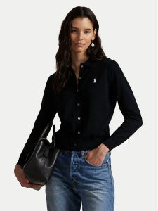 Polo Ralph Lauren Kardigan 211972110001 Czarny Slim Fit. Czarne kardigany Polo Ralph Lauren, z bawełny. Za 559,99 zł.