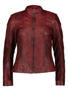 7eleven Skórzana kurtka "Georgina" w kolorze bordowym rozmiar: 48. Czerwone kurtki 7eleven, bez wzorów, ze skóry, bez kaptura. Za 434,99 zł.