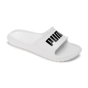 Klapki Puma Divecat V2 Lite Slide Flip Flops Unisex. Białe klapki Puma, bez wzorów, z materiału, bez obcasa. Za 89,00 zł.