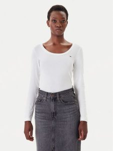 Tommy Jeans Bluzka DW0DW20921 Biały Regular Fit. Białe bluzki Tommy Jeans, s, bez wzorów, z jeansu, bez kołnierzyka, bez ramiączek. Za 139,99 zł.