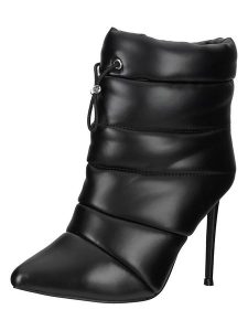 Steve Madden Skórzane botki w kolorze czarnym rozmiar: 39. Czarne botki Steve Madden, bez wzorów, bez obcasa, na szpilce, bez zapięcia. Za 227,85 zł.