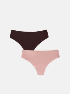 Majtki typu stringi 2 pack - brudny róż. Czerwone stringi Reserved, bez wzorów. Za 49,99 zł.
