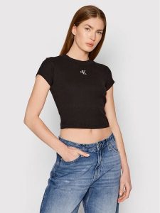 Calvin Klein Jeans T-Shirt J20J218337 Czarny Slim Fit. Czarne t-shirty Calvin Klein Jeans, xl, bez wzorów, z bawełny, bez kołnierzyka, bez ramiączek. Za 109,99 zł.