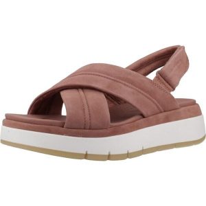 Sandały CLARKS TUSCAN CROSS Rose. Czerwone sandały Clarks, bez wzorów, ze skóry, bez obcasa, bez zapięcia. Za 406,99 zł.