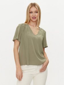 Vila T-Shirt Mesa 14092019 Zielony Regular Fit. Zielone t-shirty Vila, bez wzorów, z wiskozy, bez kołnierzyka, bez ramiączek. Za 159,99 zł.