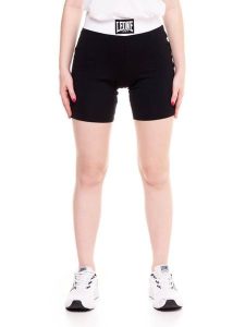 Damskie legginsy w kolorze czarno-białym. Czarne legginsy LEONE 1947 APPAREL, z aplikacjami, z bawełny. Za 42,06 zł.