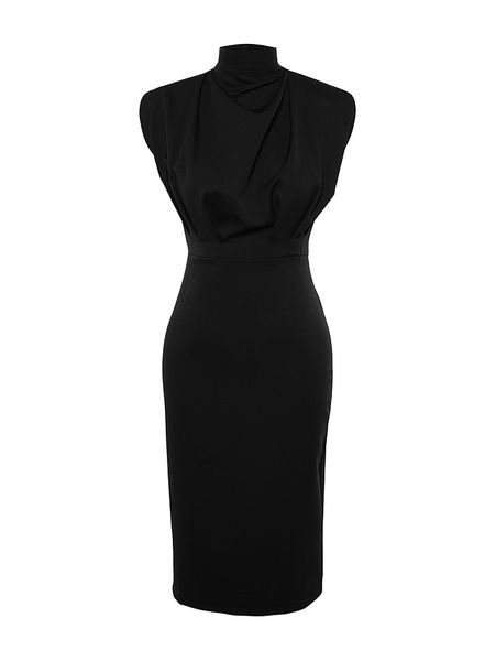 Trendyol Sukienka w kolorze czarnym rozmiar: 38. Czarne sukienki Trendyol, bez wzorów, bez kołnierzyka, bez ramiączek, midi. Za 74,11 zł.