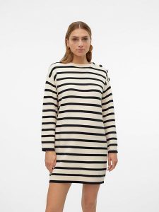 Vero Moda Sukienka w kolorze kremowym rozmiar: XS. Brązowe sukienki Vero Moda, na co dzień, xs, bez wzorów, z włókna, bez kołnierzyka, bez ramiączek, mini, proste. Za 125,95 zł.