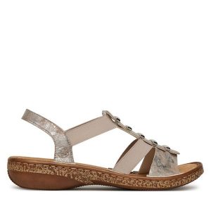 Sandały Rieker. Szare sandały Rieker, bez wzorów, bez obcasa, na płaskiej podeszwie, bez zapięcia. Za 299,99 zł.