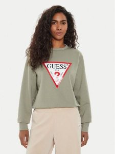 Guess Bluza W2YQ16 KBA11 Zielony Regular Fit. Zielone bluzy Guess, xs, z aplikacjami, z bawełny, bez kaptura. Za 149,99 zł.