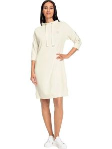 Heine Sukienka w kolorze kremowym rozmiar: 42. Brązowe sukienki Heine, na co dzień, bez wzorów, bez kołnierzyka, bez ramiączek, midi, proste. Za 69,99 zł.